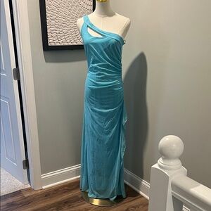 Taboo Teal One-Shoulder Evening Gown